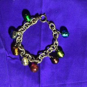 Jewel tone Venetian bead charm bracelet